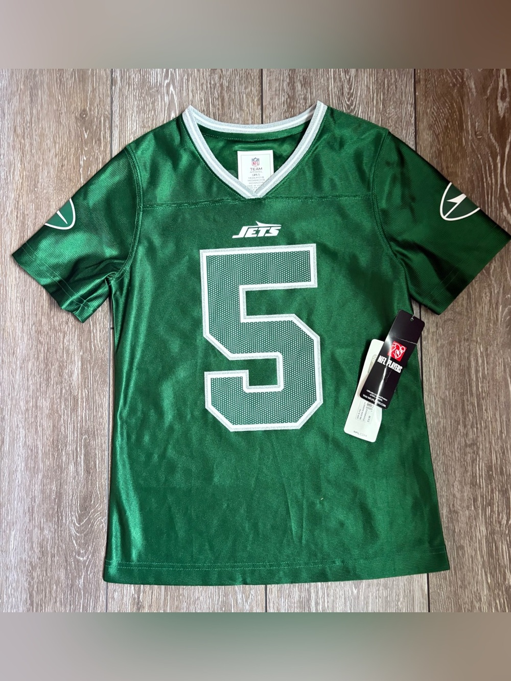 NWT Girls New York Jets Wilson #5 Jersey Green NFL Team Apparel Size Medium 7/8